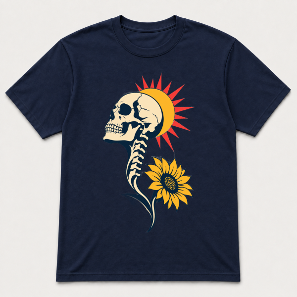 storeops-944bf295865720f1e1f29ddf4347af9aba467388c4a54bba4b0cd4904e01645b Skull Sunflower – Gildan 5000 T-Shirt