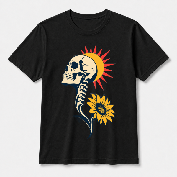 storeops-a2ddf470c551438b807d62d783dc360f770b2d1f661142c8f9faf66873524a9e Skull Sunflower – Bella Canvas 3001 T-Shirt