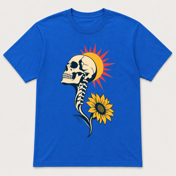storeops-a89e94dba258c14189e1858713b8c9cc761620b06345bc5aaa9a380de778006e Skull Sunflower – Gildan 5000 T-Shirt