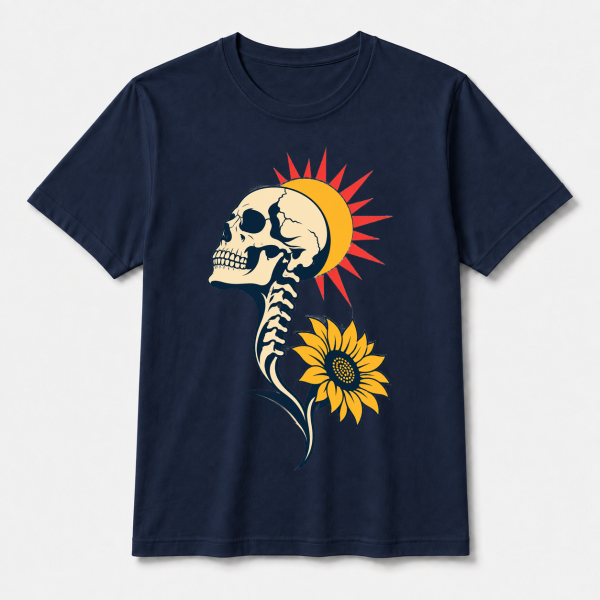 storeops-b9a041e3eb2784ee87292f3aaa753463406118d4f79146c4d13d919e73e6da01 Skull Sunflower – Bella Canvas 3001 T-Shirt